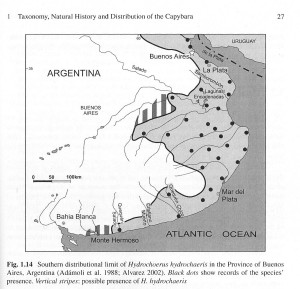 Capybara distribution map, Argentina 